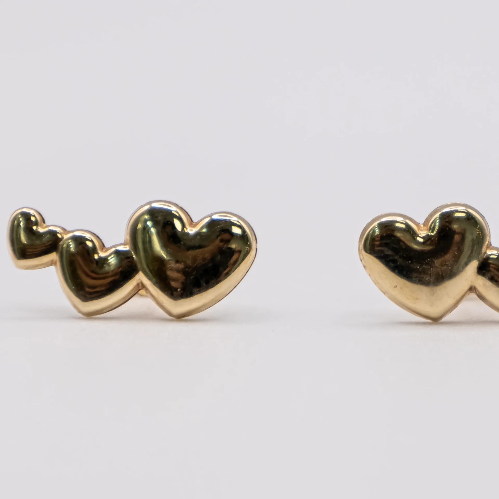Aretes Trío de Corazones 14k