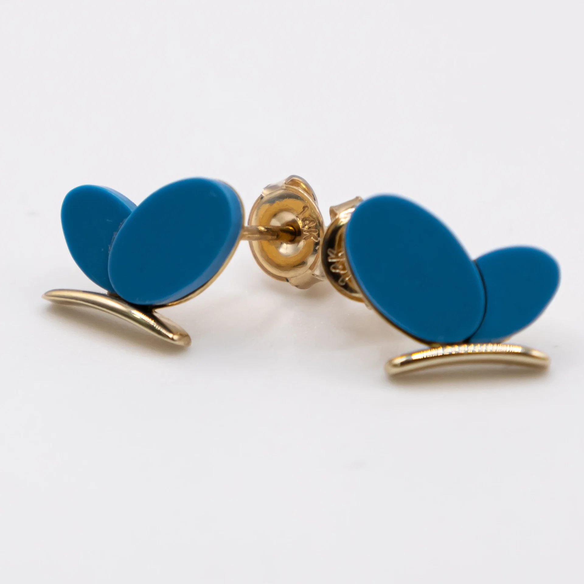 Aretes de Mariposas Azules 14k