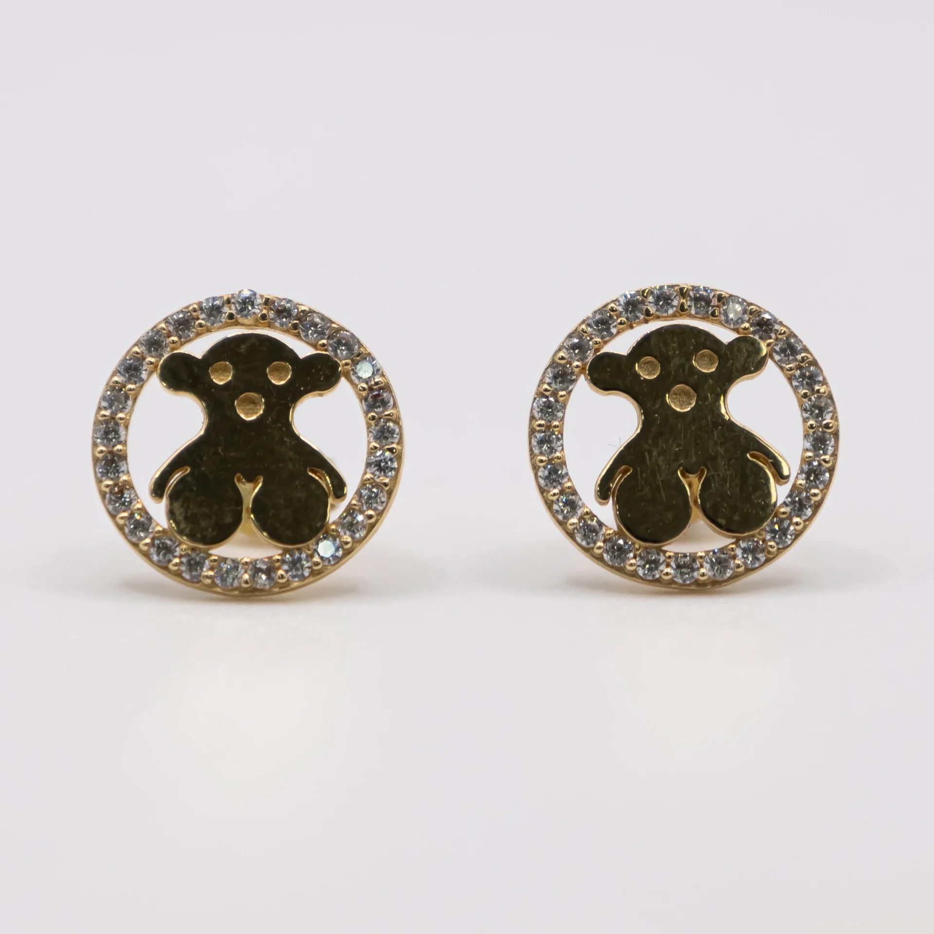 Aretes de Estilo Tous con Aro de Zirconia 14k