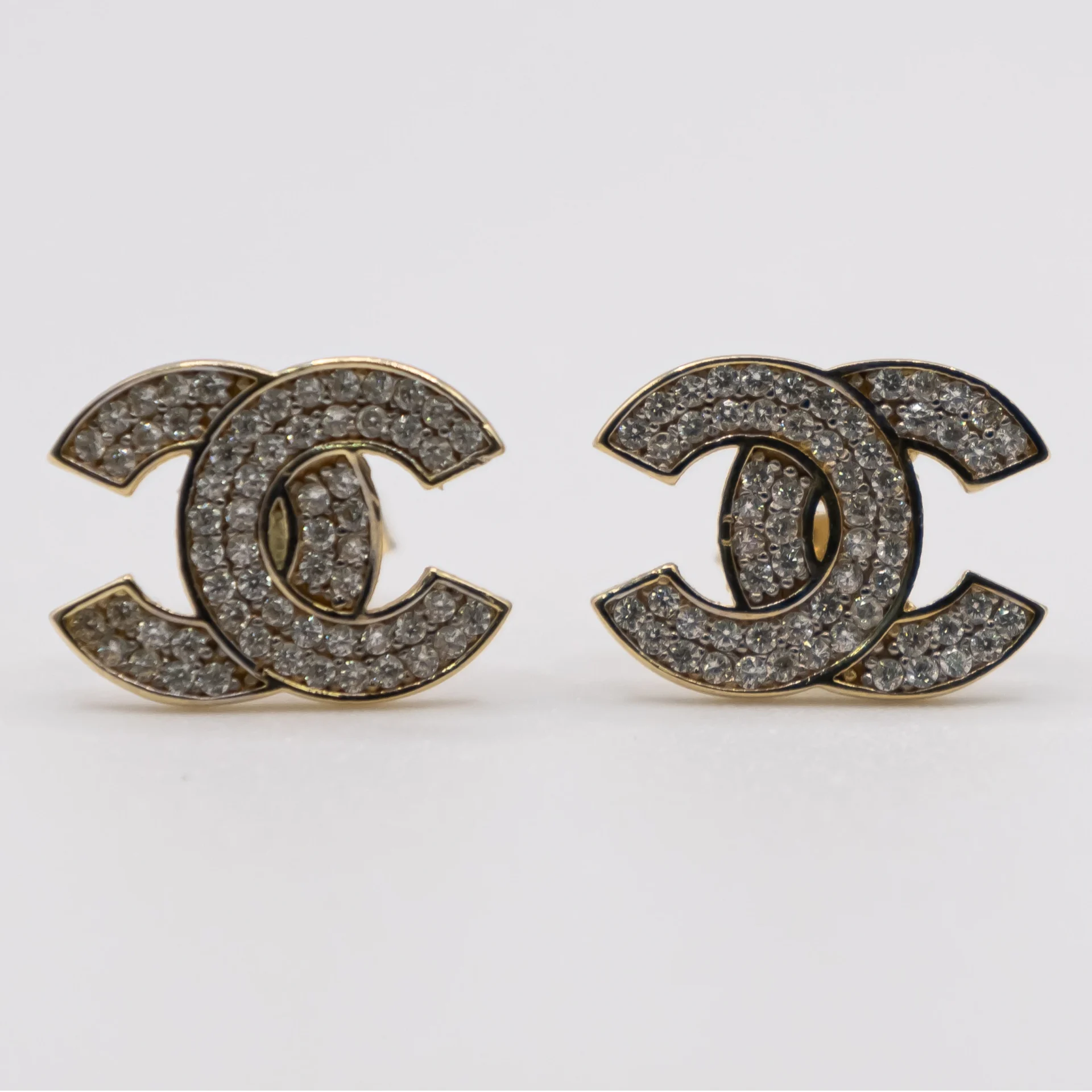 Aretes Estilo Chanel y Zirconia 14k