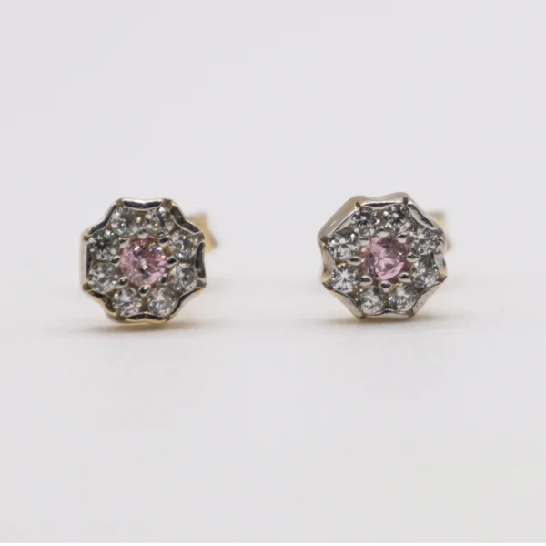 Aretes de Flor con Zirconia Pequeños 10k