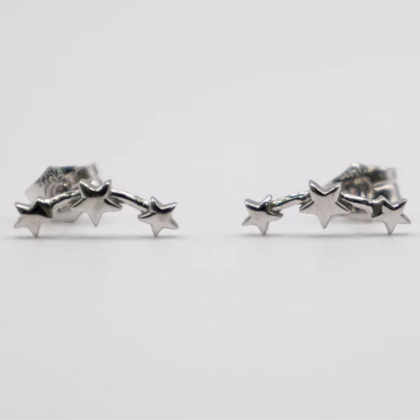 Aretes Cinturón de Orión 14k oro blanco