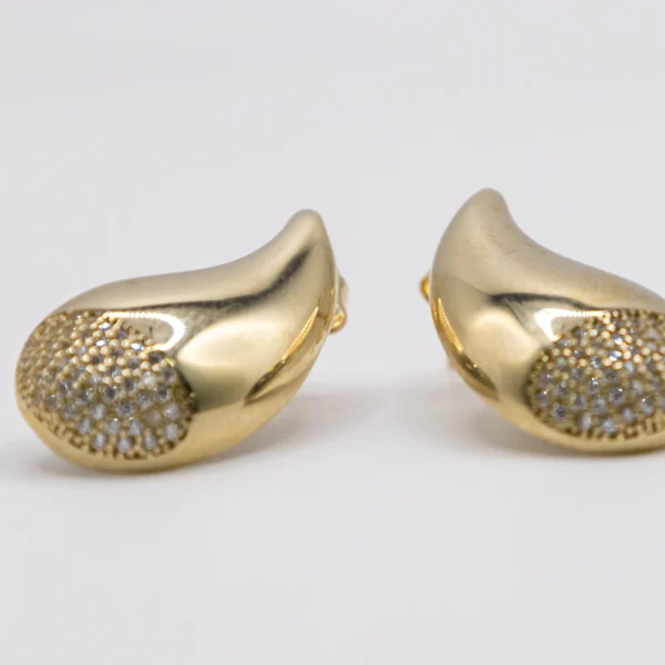 Aretes con Diseño de Lágrimas Grandes y Zirconias - Imagen 2