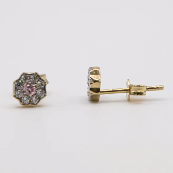 Aretes de Flor con Zirconia Pequeños - Imagen 2