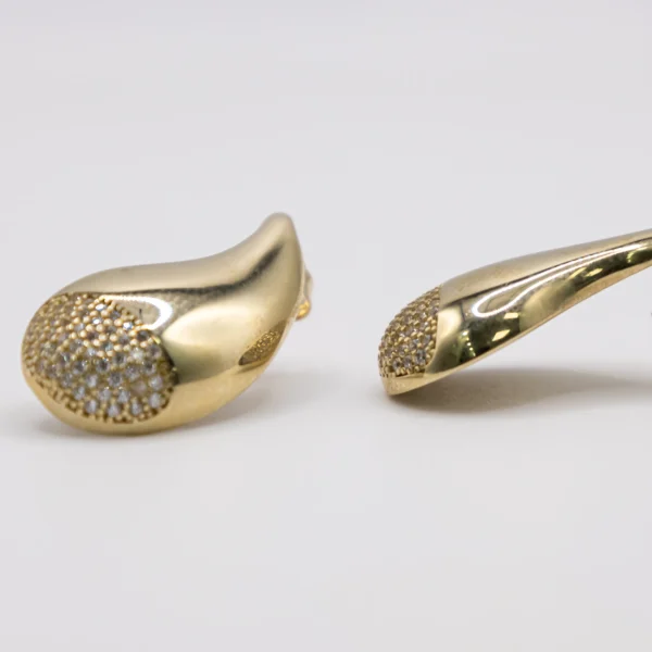 Aretes con Diseño de Lágrimas Grandes y Zirconias - Imagen 3