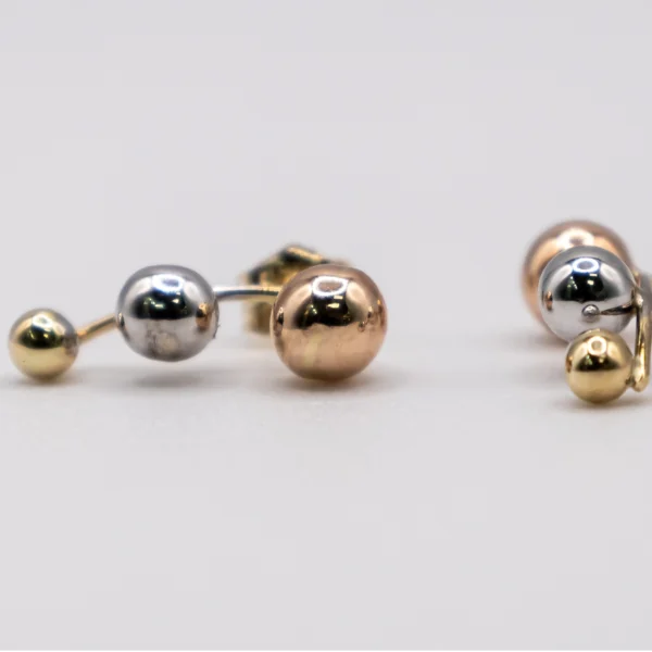 Aretes Dormilonas Tres Colores 14k