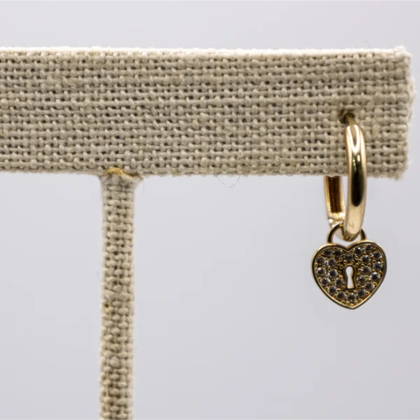 Aretes Colgantes Estilo Cerradura de Corazón con Zirconia - Imagen 3