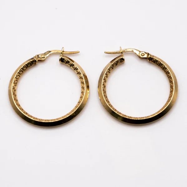 Argollas Grandes de Aros Rombos y Estilo Versace 10k