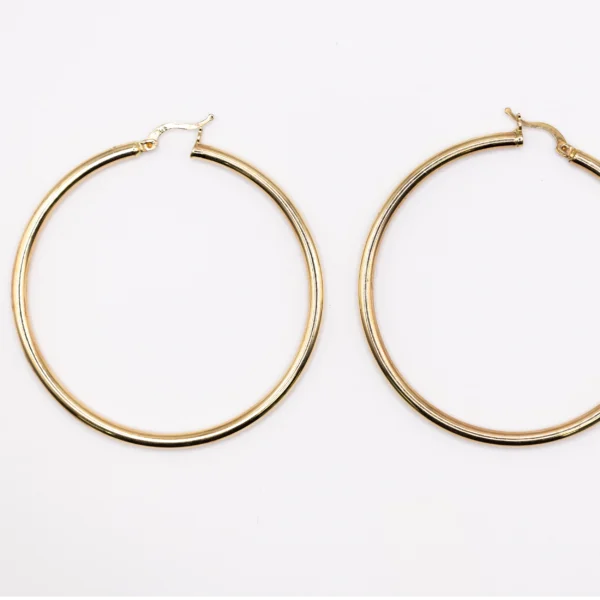 Argollas Grandes con Aro de Tubo Fino y Liso - Imagen 2