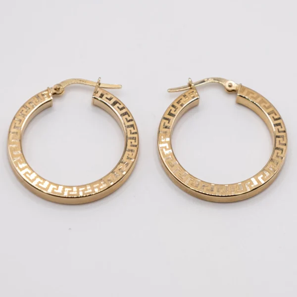 Argollas Grandes de Banda Semi Ancha Estilo Versace 14k