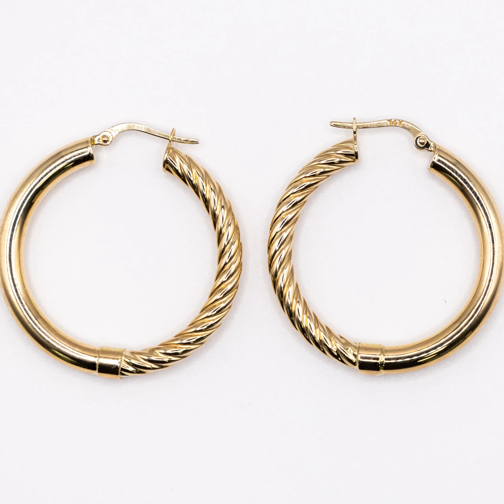 Argollas Medianas de Aros Torcidos y Lisos 14k
