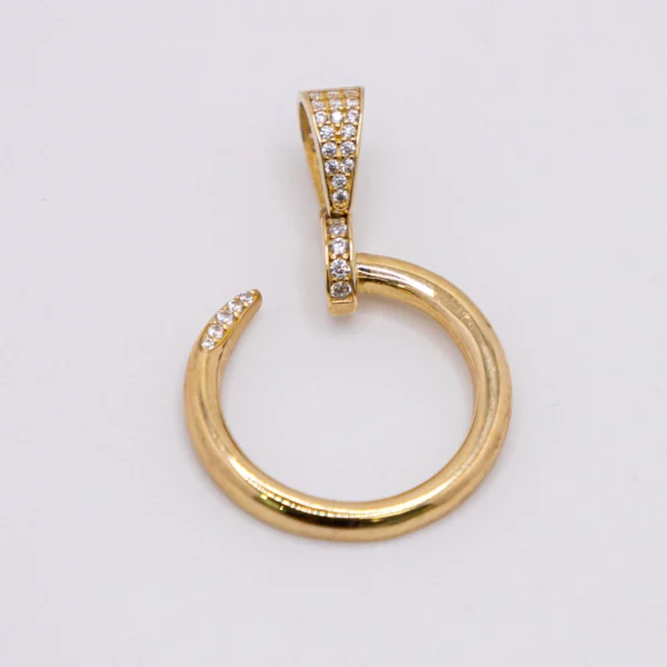 Dije Circular Estilo Clavo Cartier con Zirconias - Imagen 3