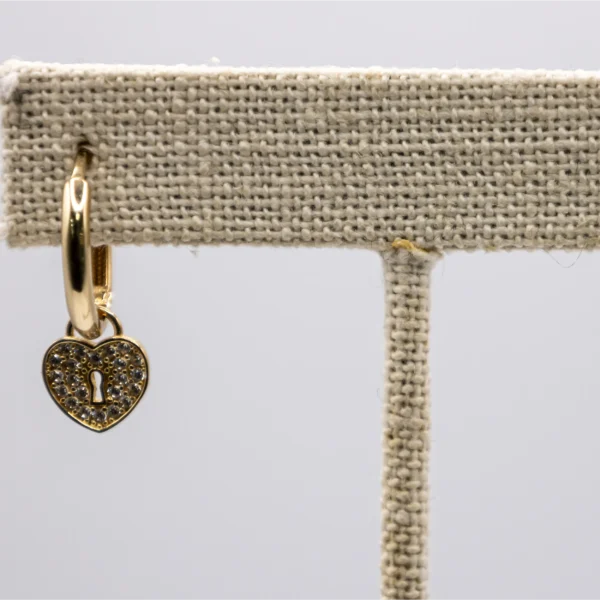 Aretes Colgantes Estilo Cerradura de Corazón con Zirconia