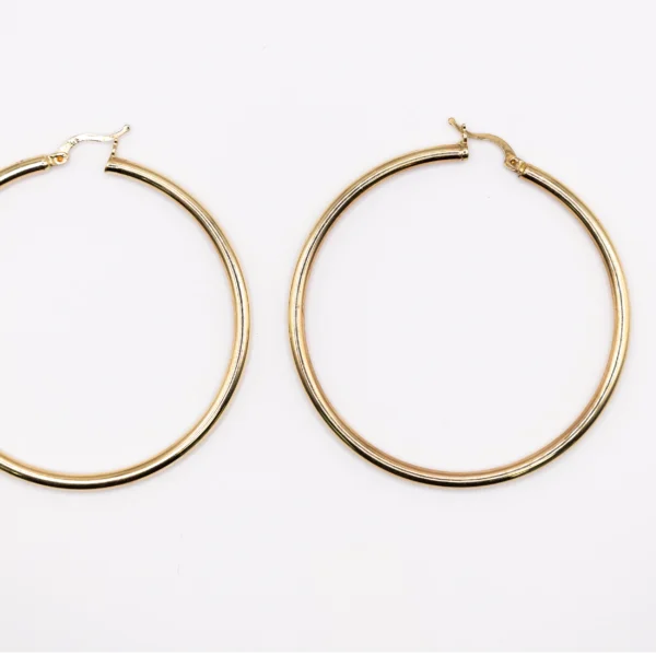 Argollas Grandes con Aro de Tubo Fino y Liso - Imagen 3