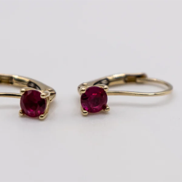 Aretes Colgante Piedra Roja con Cierre a Presión - Imagen 3