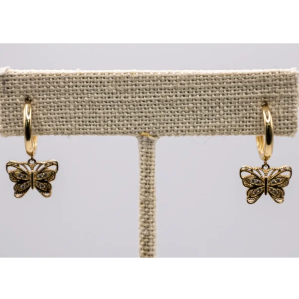 Aretes colgantes de mariposa y zirconia - Imagen 4