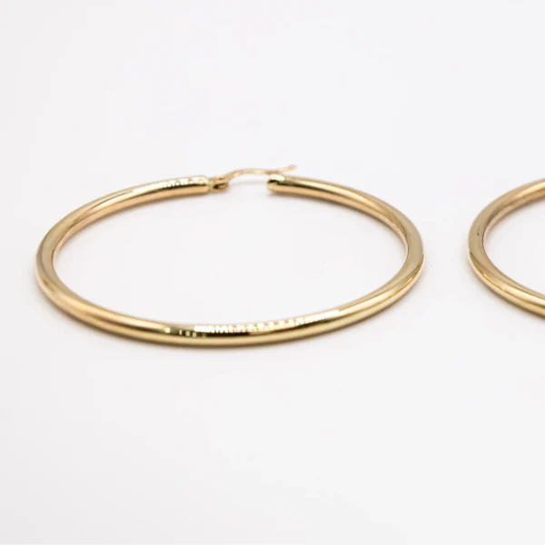 Argollas Grandes con Aro de Tubo Fino y Liso - Imagen 4