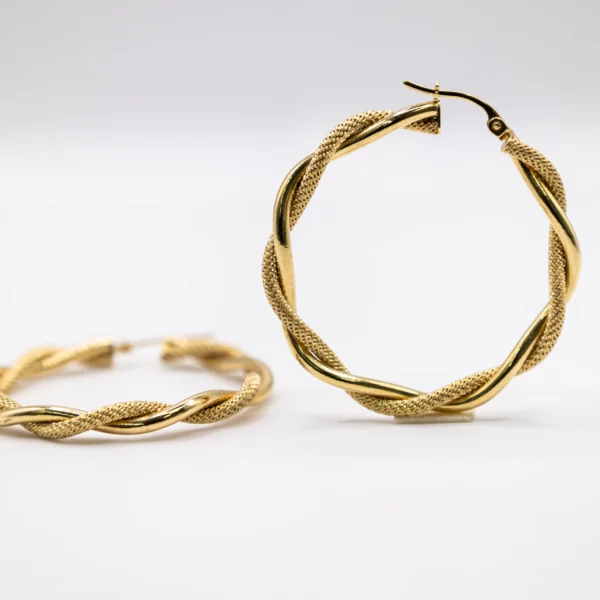 Argollas con Dos Aros Trenzados: Liso y Texturizado - Imagen 4