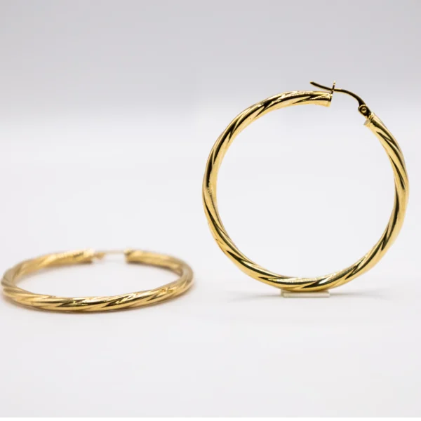 Argollas Grandes de Aro Fino y Torcido 10k