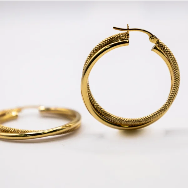 Argollas grandes dos aros liso y texturizado