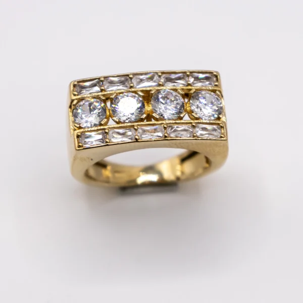 Anillo para Hombre, Zirconia Redonda y en Baguette