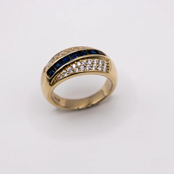 Anillo para Hombre, Color Zafiro Transversal
