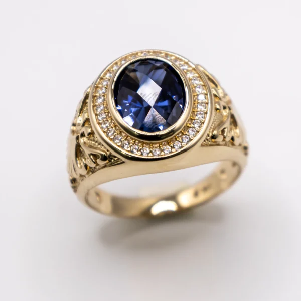 Anillo para Hombre, Óvalo Azul - Imagen 2