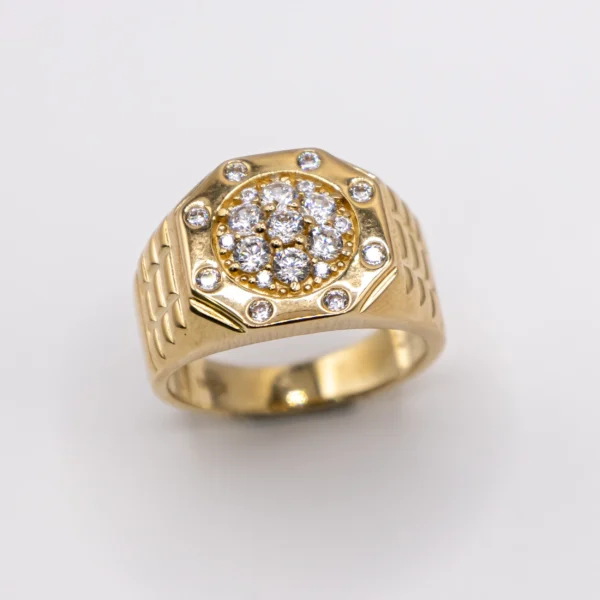 Anillo para Hombre  Octágono con Ocho Piedras