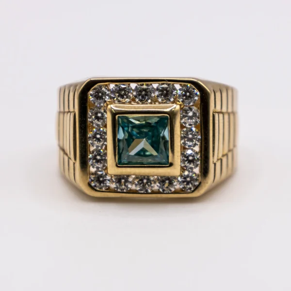 Anillo para Hombre, Cuadrado Azul - Imagen 2