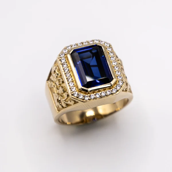 Anillo para Hombre, Rectángulo Azul
