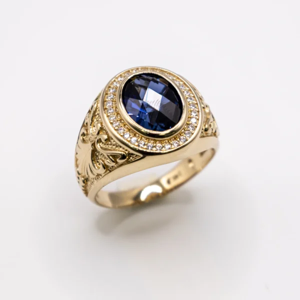 Anillo para Hombre, Óvalo Azul
