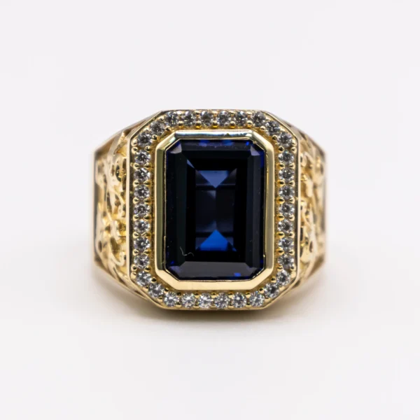 Anillo para Hombre, Rectángulo Azul - Imagen 2