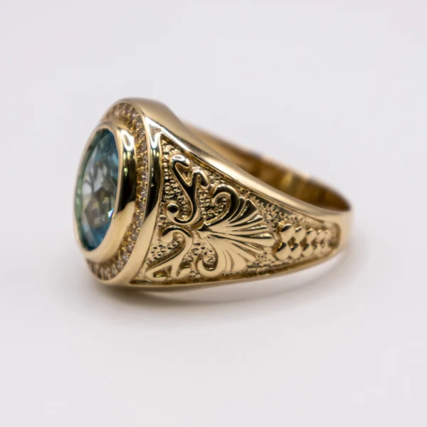 Anillo para Hombre, Ovalado Aguamarina entre Zirconia - Imagen 3