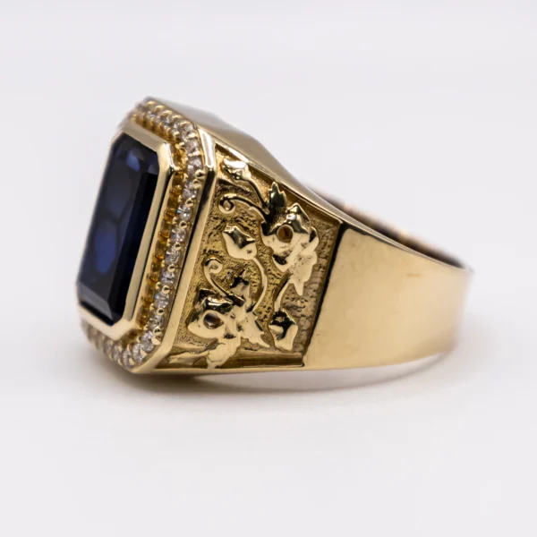 Anillo para Hombre, Rectángulo Azul - Imagen 3