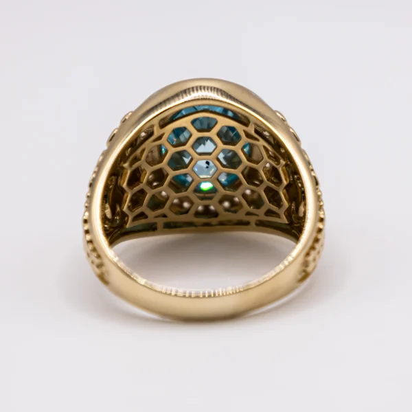 Anillo para Hombre, Ovalado Aguamarina entre Zirconia - Imagen 4