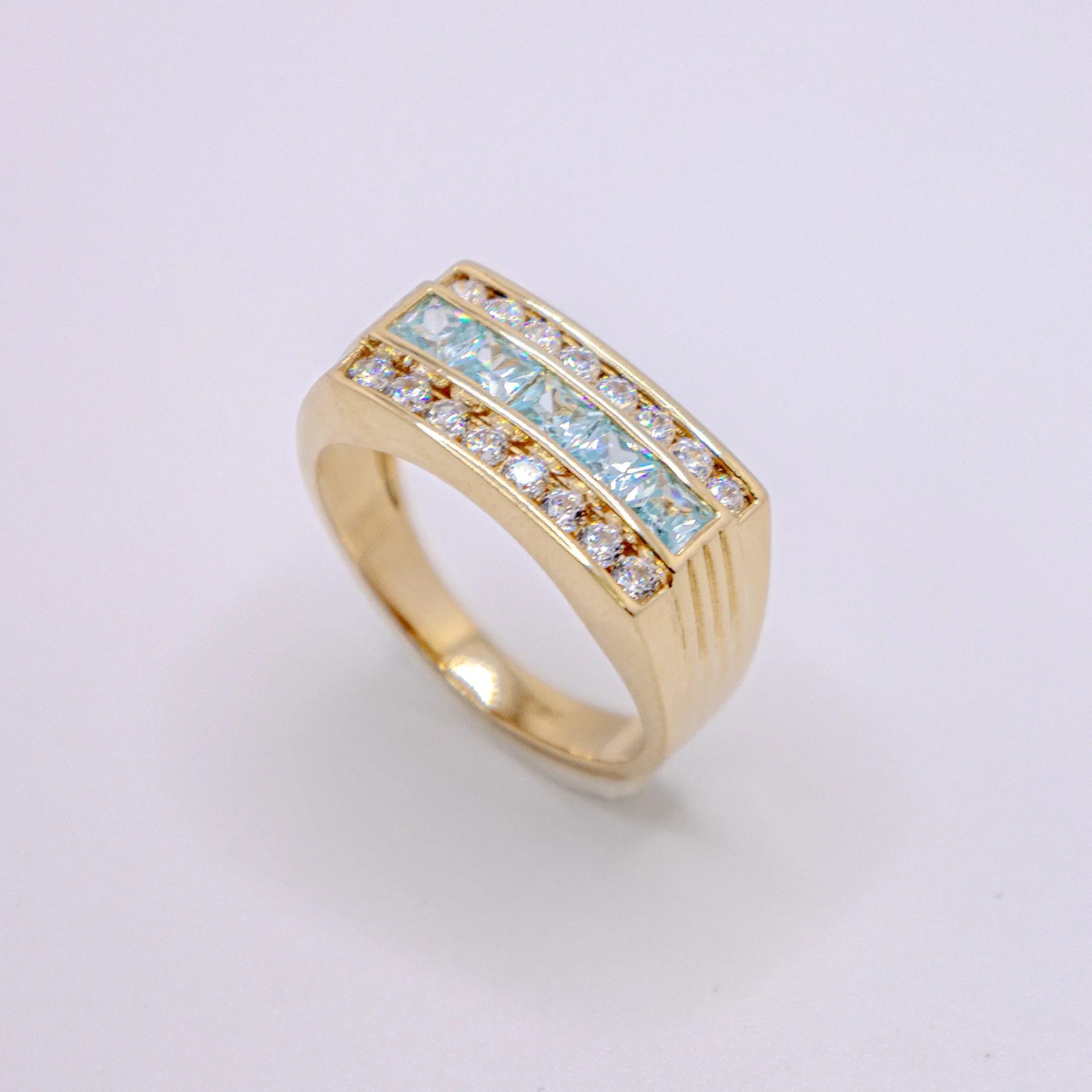 Anillo para Hombre,Cuadrada Azul Marino