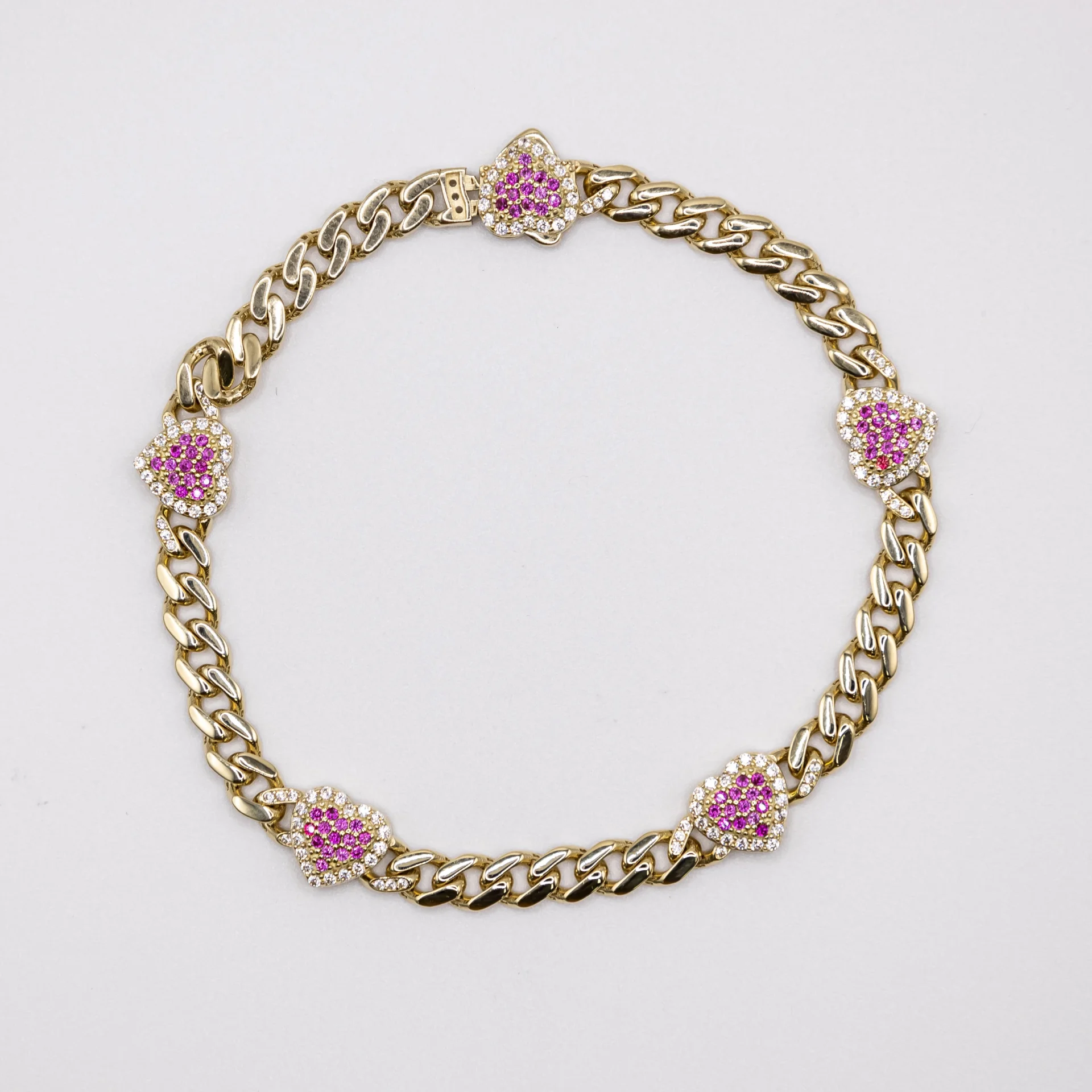 Pulso para Mujer,Cuban Link y Corazones