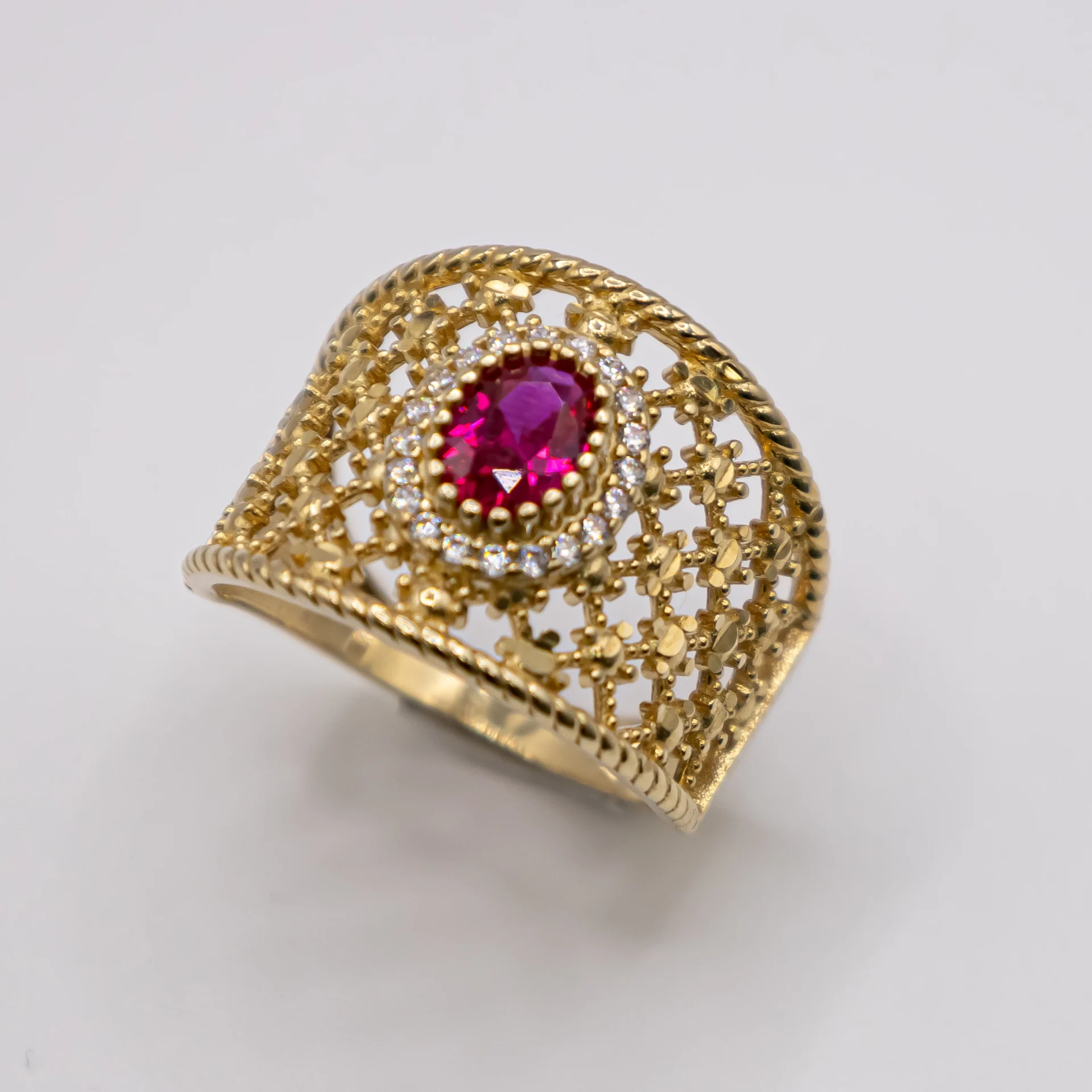 Anillo para Mujer, Color Rubi y Zirconia