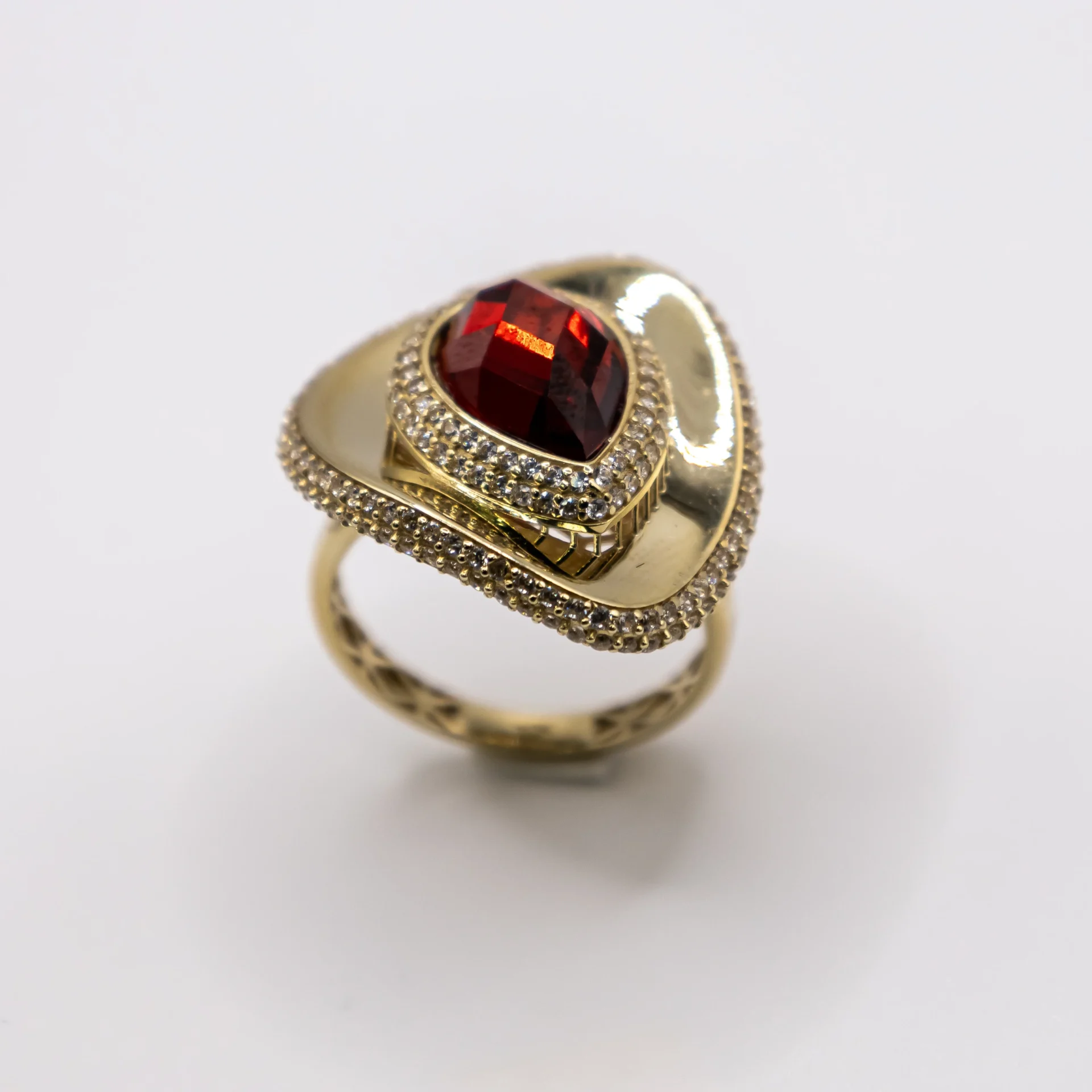 Anillo para Mujer, Lágrima Piedra Roja