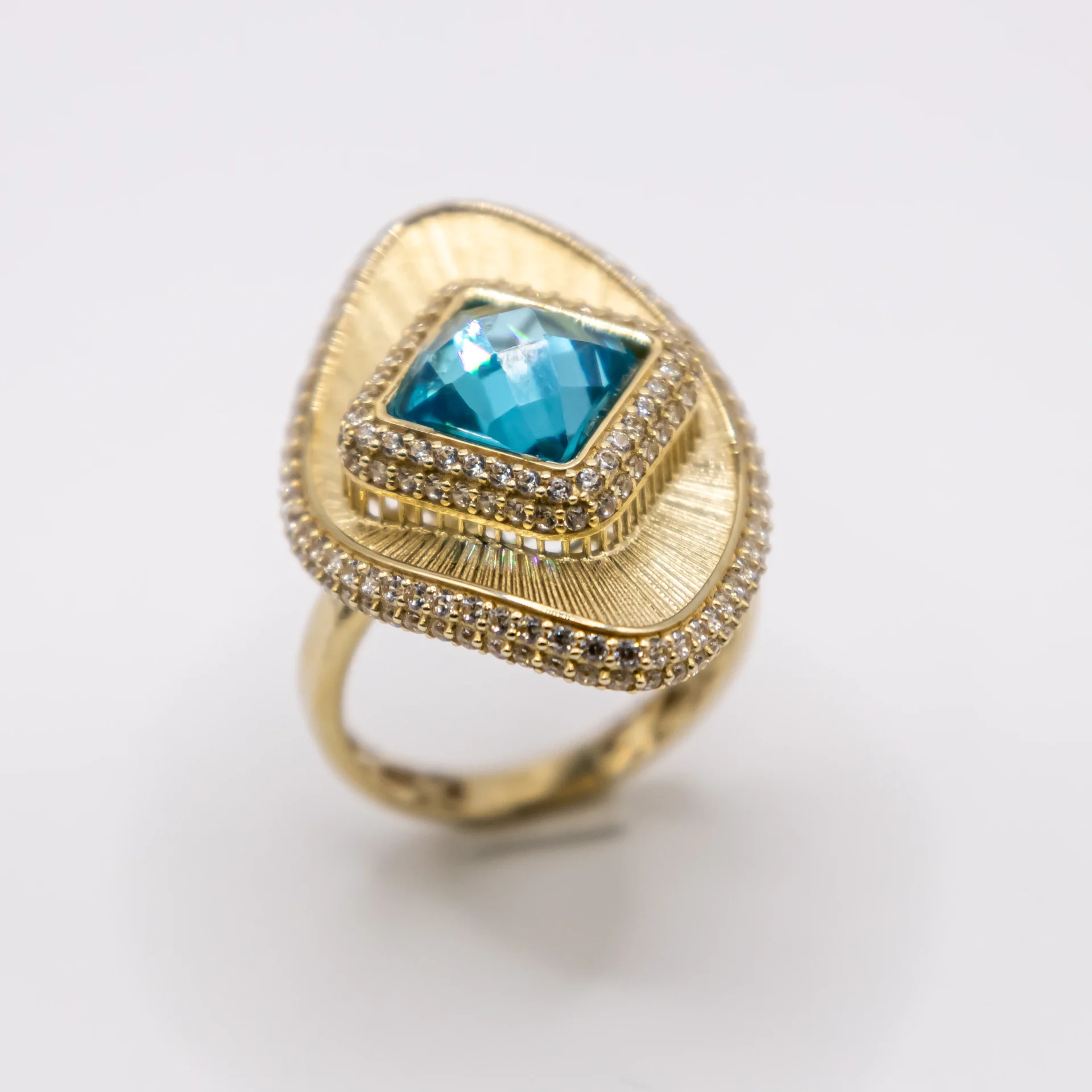 Anillo para Mujer, Estilo Rombo Piedra Azul