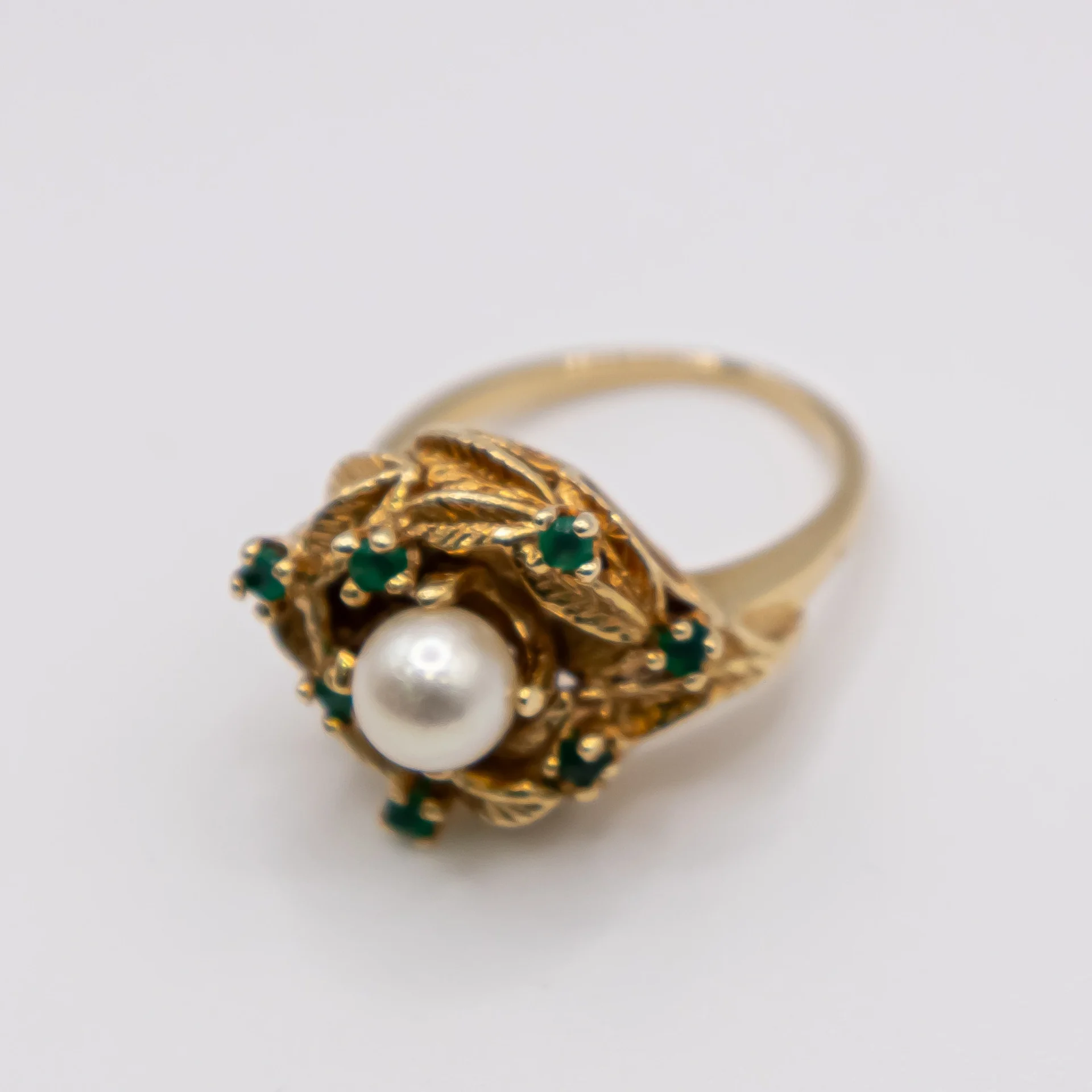Anillo para Mujer,Nido con Piedras Verdes y Perla