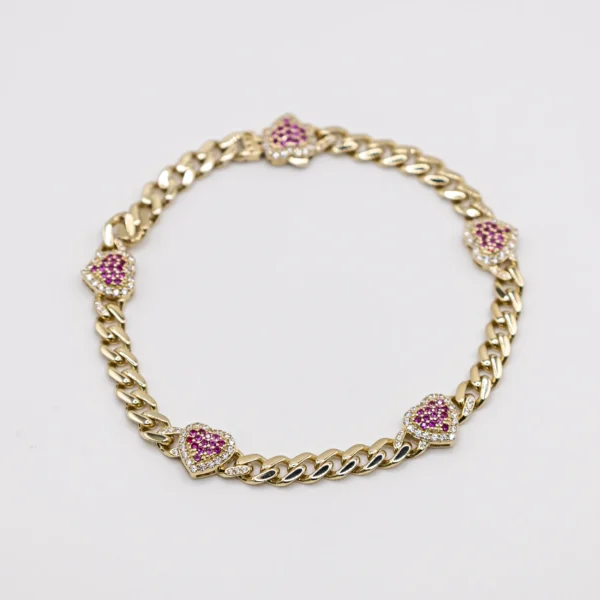 Pulso para Mujer, Cuban Link y Corazones - Imagen 2