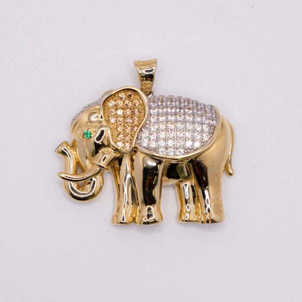 Dije de Elefante ojos color Esmeralda - Imagen 3