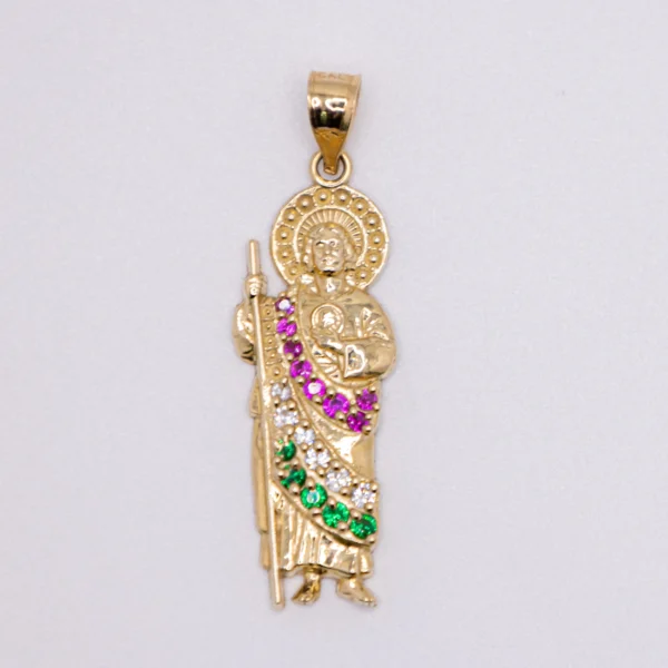 Dije de San Judas Tadeo con Piedras Multicolor - Imagen 2