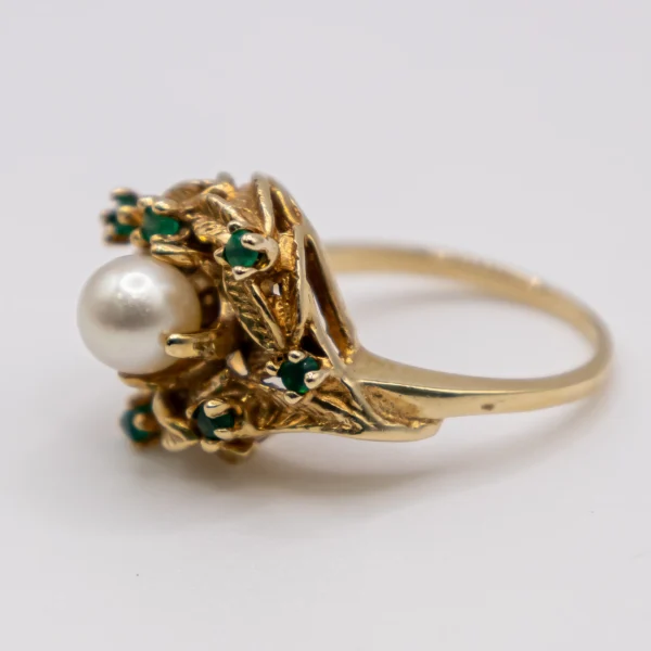 Anillo para Mujer,Nido con Piedras Verdes y Perla - Imagen 3