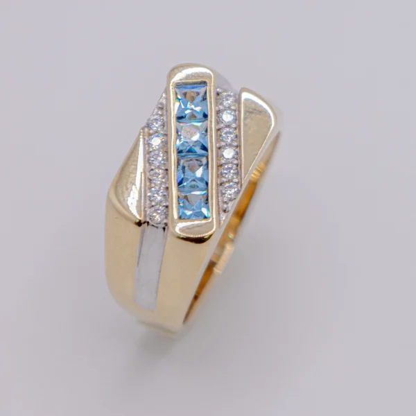 Anillo para Hombre, Cuadrada color Azul Claro