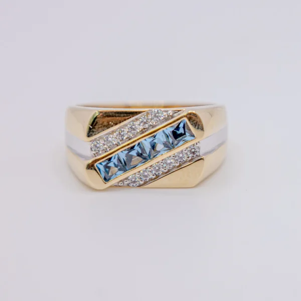Anillo para Hombre, Cuadrada color Azul Claro - Imagen 4