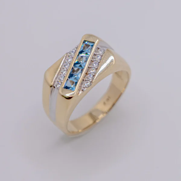Anillo para Hombre, Cuadrada color Azul Claro - Imagen 2