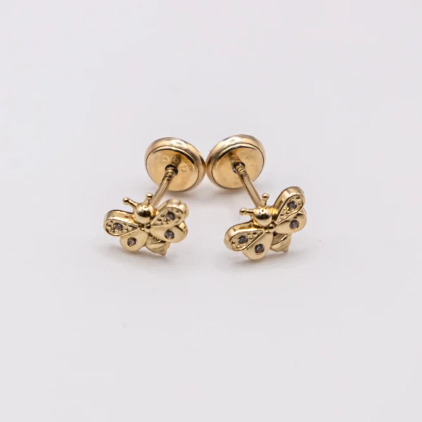 Aretes de abejitas pequeñas y zirconia