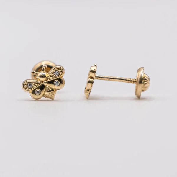 Aretes de abejitas pequeñas y zirconia - Imagen 3